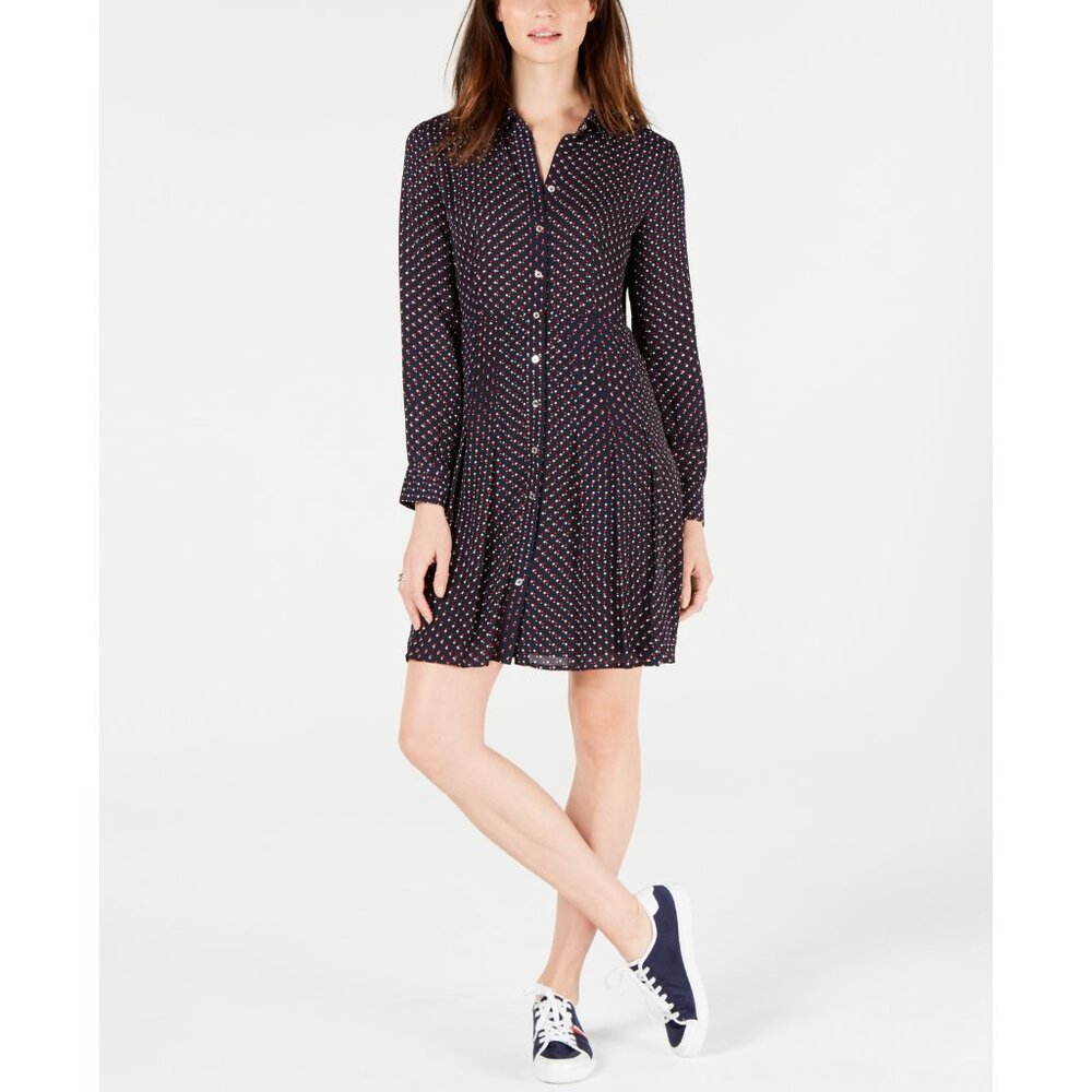 NWT Tommy Hilfiger Womens Size 8 Red White Blue Star-Print Shirt Mini Dress NEW